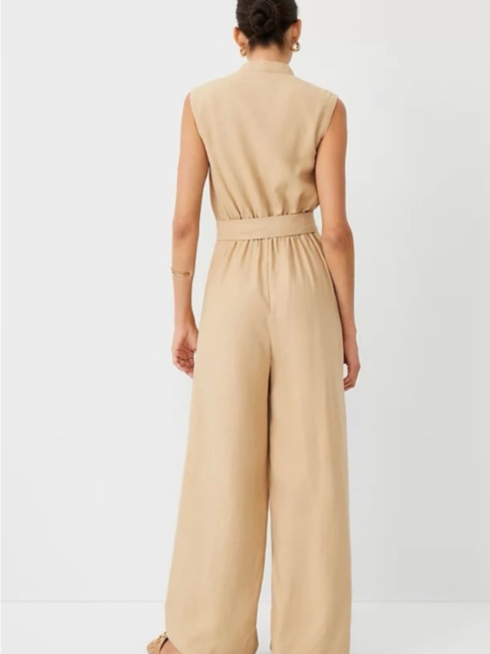 Ann Taylor Sandstone Sleeveless Wide-Leg Jumpsuit - Picture 2 of 7
